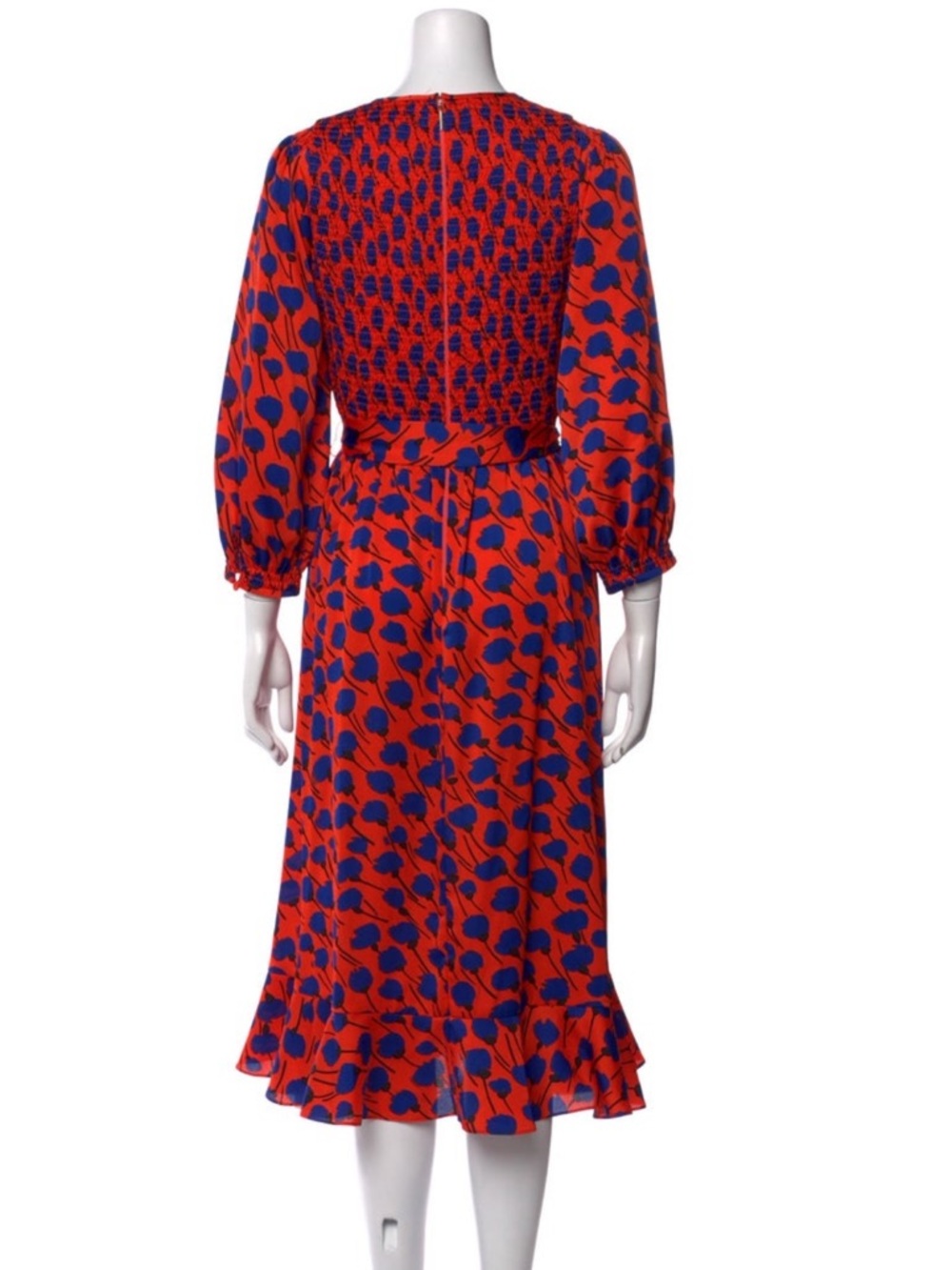 Kate Spade Orange and Blue Floral Midi Belted Dress - New York Seascape - Picture 4 of 10